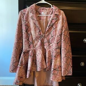 Women -Python Print Hi-Low Faux Suede Jacket